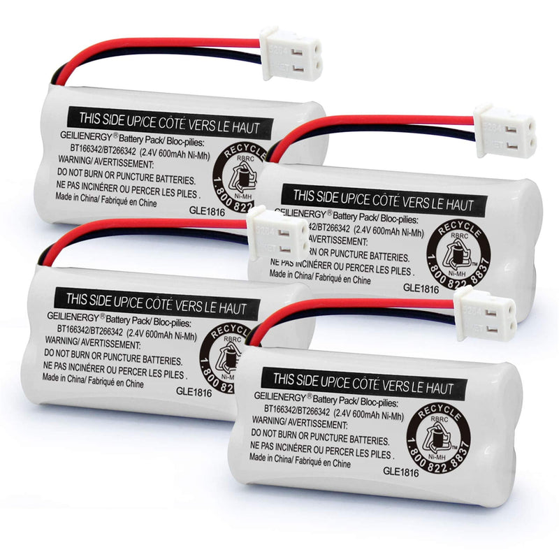  [AUSTRALIA] - GEILIENERGY Replacement Battery BT166342 / BT266342 BT183342/BT283342 BT166342/BT266342 Compatible for Cordless Telephones CS6114 CS6419 CS6719 EL52300 CL80111(Pack of 4) 4 Pack BT166342 Batteries