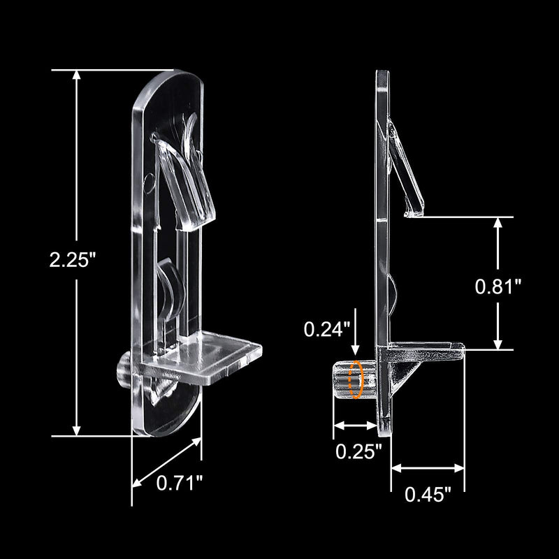  [AUSTRALIA] - INCREWAY 30 Pack Shelf Support Peg, Clear Plastic Cabinet Shelf Pins, Self-Locking Bracket Clips for Supporting Furniture Kitchen Bookcase Closet Shelf, Fits 5/8" Shelves 5mm*16mm