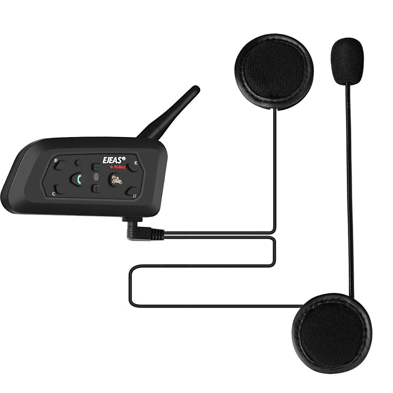  [AUSTRALIA] - EJEAS V6 Motorcycle Helmet Bluetooth Intercom Full Duplex 1200M BT Interphone Headset Water Resistant Communication System for 6 Riders (Single) EJEAS V6 1PCS