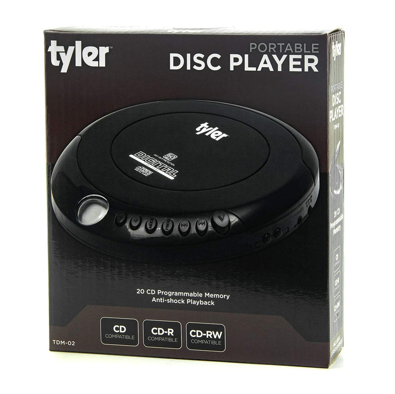  [AUSTRALIA] - Tyler Portable CD Player Small Handheld Walkman Anti-Skip Shockproof Quality Earbuds Included Great for Kids Car Home Travel Gym USB AUX Output Disc CD-R CD-RW in-Car Compatible Compact & Lightweight