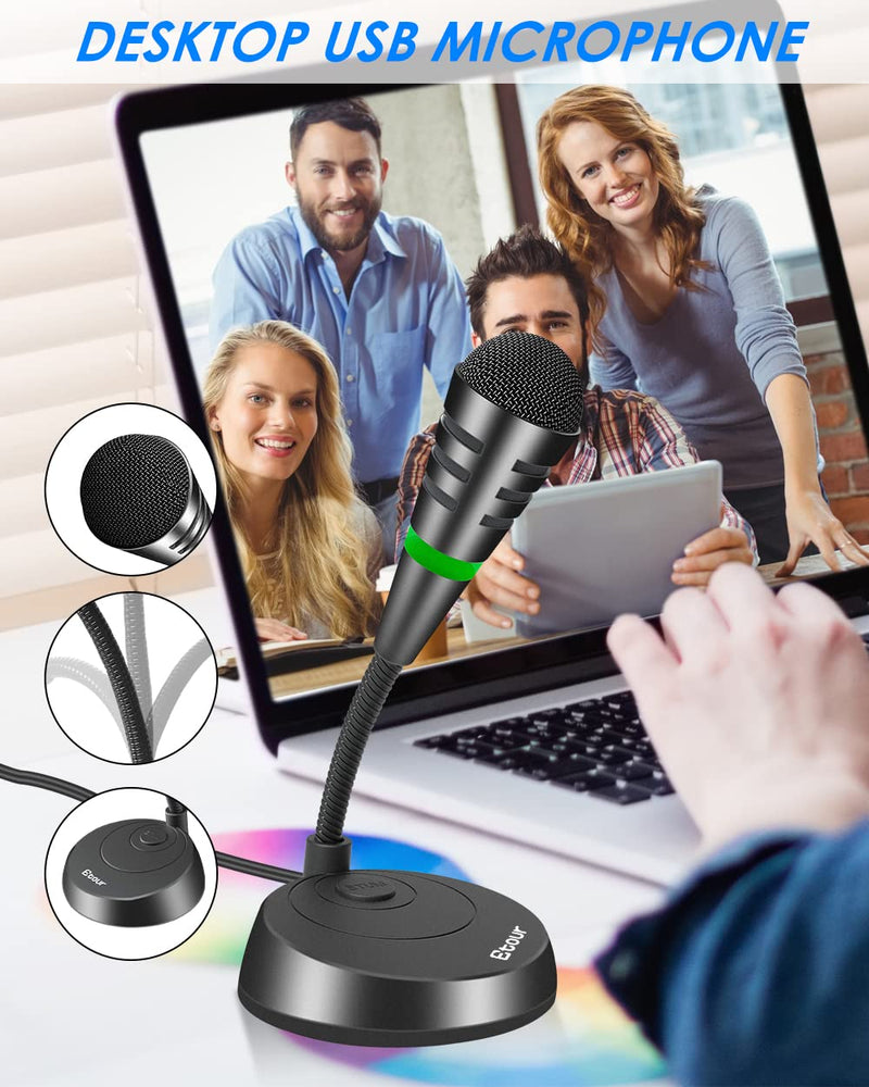  [AUSTRALIA] - Etour Mini USB Computer Microphone for Zoom Meetings with Mute Button 360 Gooseneck for Podcasting/YouTube/Skype, External USB C Gaming Mic for Samsung Tablet A7 Laptop Mac PC or Windows