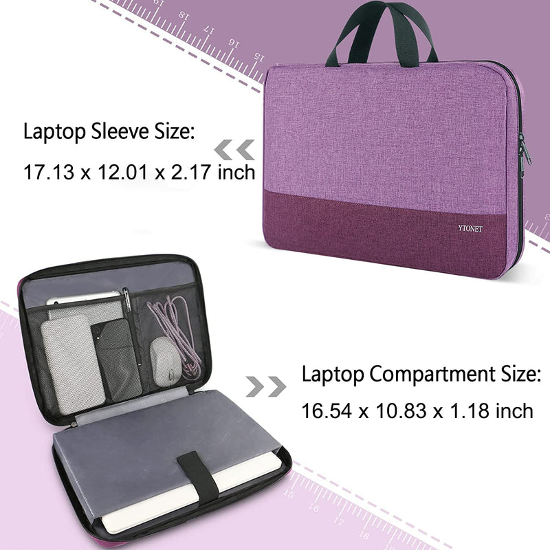  [AUSTRALIA] - Ytonet 17 17.3 Inch Laptop Sleeve Case, Water Resistant Laptop Carrying Case with Handle, Compatible with MacBook HP Dell Lenovo Surface Asus Acer Notebooks, Gifts for Men Women Mom, Purple 17-17.3 in