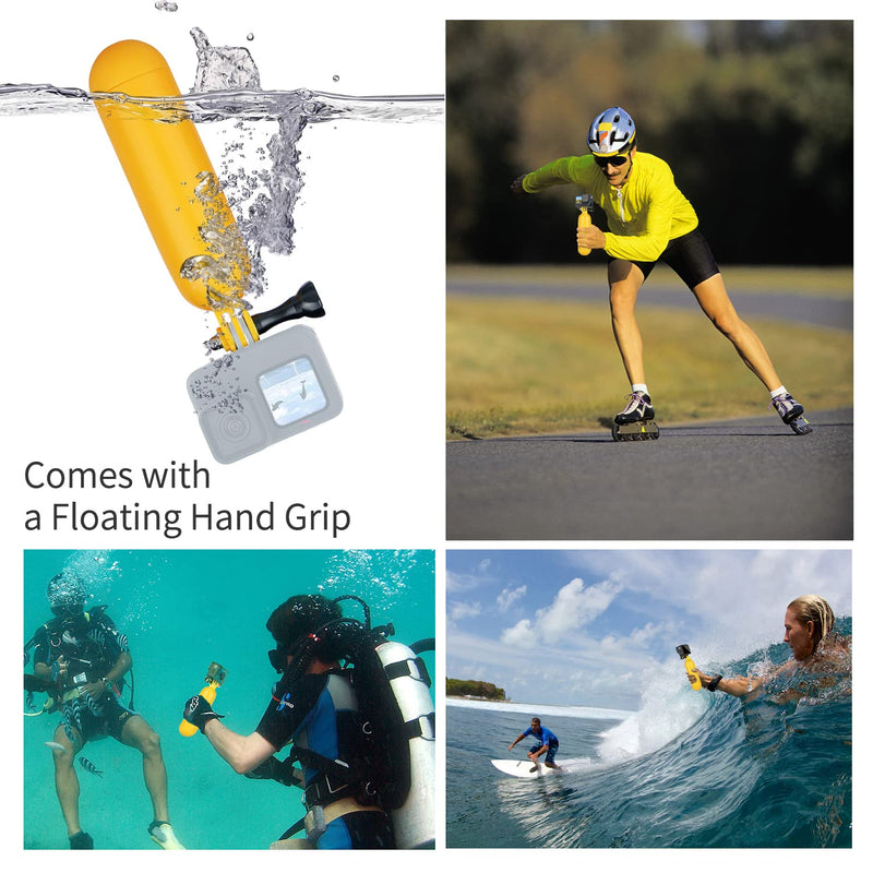  [AUSTRALIA] - YALLSAME Aluminum Selfie Stick Monopod for GoPro Hero 10 9 8 7 6 5 4 3 Max AKASO SJCAM DJI OSMO Action Camera with Floating Grip, Used as Extendable Telescoping Monopod Pole/Hand Grip/Tripod Stand