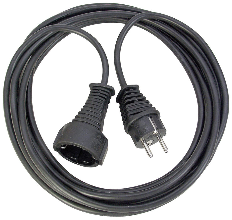  [AUSTRALIA] - Brennenstuhl quality plastic extension cable with earthing contact plug and coupling (extension cable for inside with 5m cable) black single