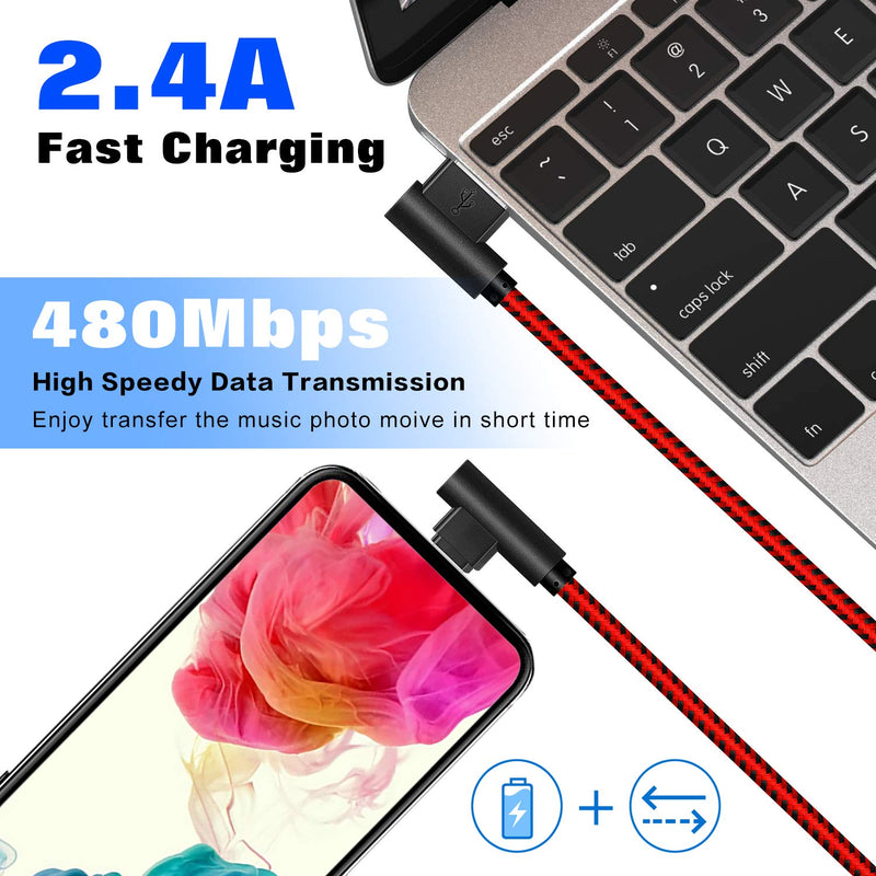  [AUSTRALIA] - [3-Pack] 6FT/2M iPhone Gaming Charger Cable 90 Degree Elbow Game Video Watching Compatible with iPhone Xs Max/XS/XR/7/7Plus/X/8/8Plus/6S/6S Plus/SE (Black Red, 6FT) Black Red