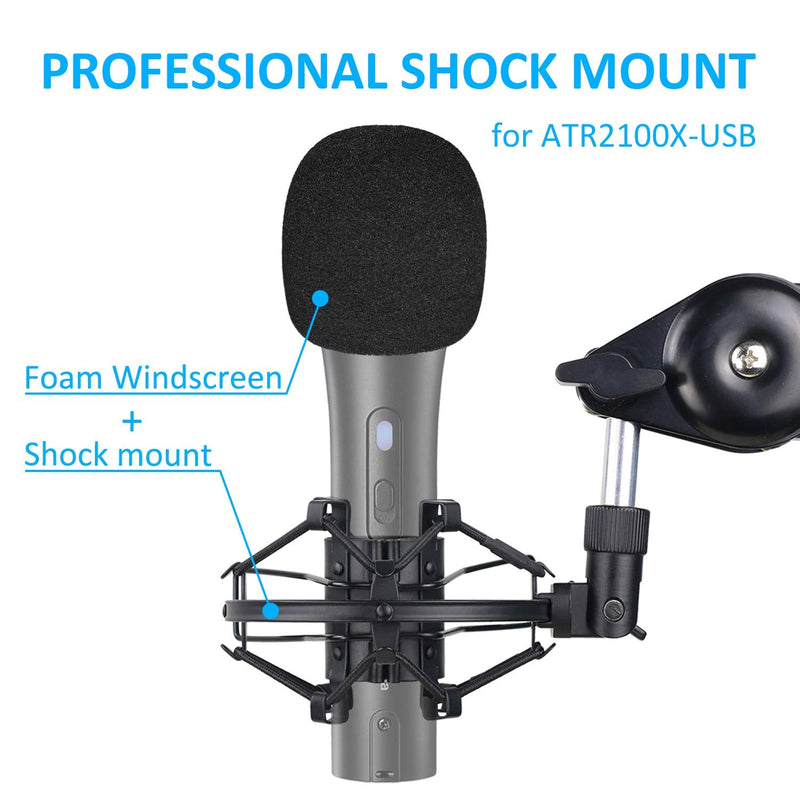  [AUSTRALIA] - SUNMON ATR2100x-USB Mic Shock Mount Holder with Foam Windscreen for Absorbe Vibration and Noise, Pop Filter Suitable for ATR2100x-USB, ATR2100-USB Dynamic Microphone Shock Mount with Foam Windscreen