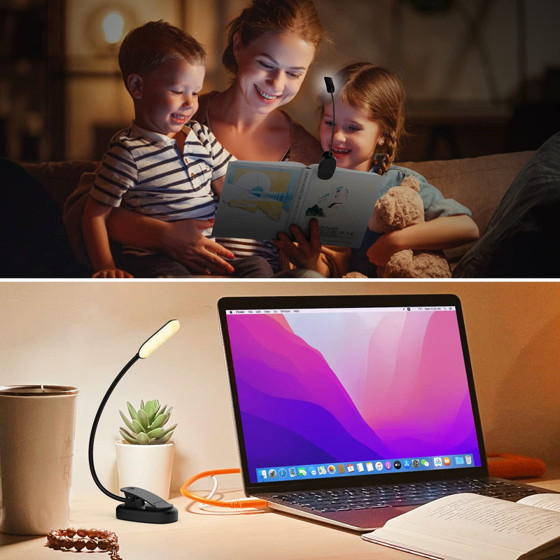  [AUSTRALIA] - Rechargeable Book Light, Reading Lights for Books in Bed, Eyes-Friendly Dimmable Clip On Light, Clamp Light, Bed Lamp with 16 LEDs, 3 Modes, 3000-6500K