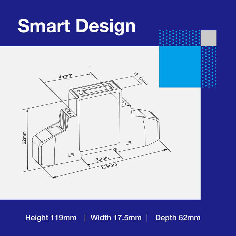  [AUSTRALIA] - Alternating current meter [SDM120] digital 1-phase electricity meter for DIN rail (1TE) with LCD and S0 for up to 45A direct measurement at 230V (SDM120DB - MID2023) SDM120DB - MID2023