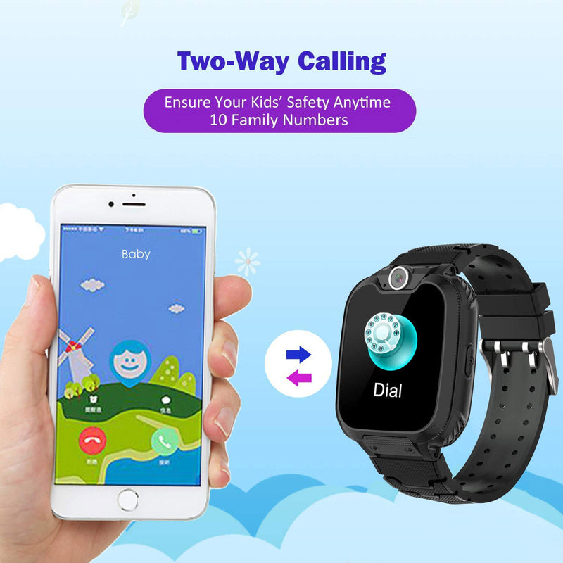  [AUSTRALIA] - Kids Smart Watch for Boys Girls - HD Touch Screen Sports Smartwatch Phone with Call Camera Games Recorder Alarm Music Player for Children Teen Students Black