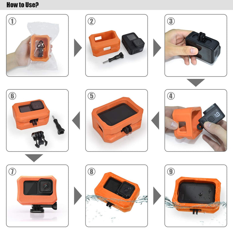  [AUSTRALIA] - Treabow Floaty for GoPro Hero 9 - Float Housing Case Cover for Camera Anti-Sink Floating Accessory - Orange