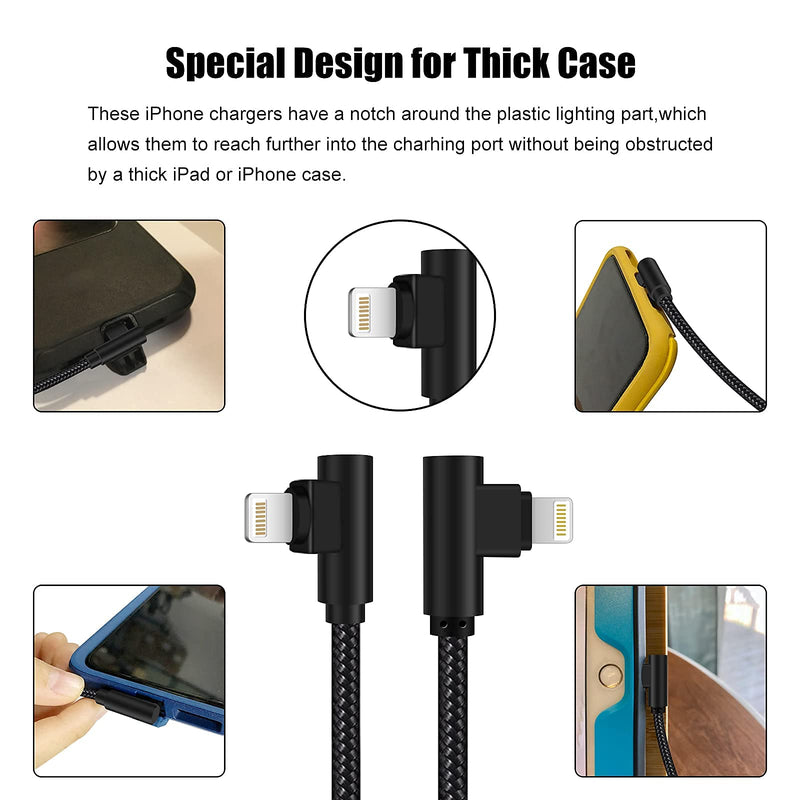  [AUSTRALIA] - Osecet iPhone Charger 3ft MFi Certified 3 Pack 90 Degree Nylon Braided Lightning Cable Right Angle iPhone Charging Cord for iPhone 13 12 11 Pro X XS XR 8 Plus 7 6 5 and More (Black, 3 FT) Black