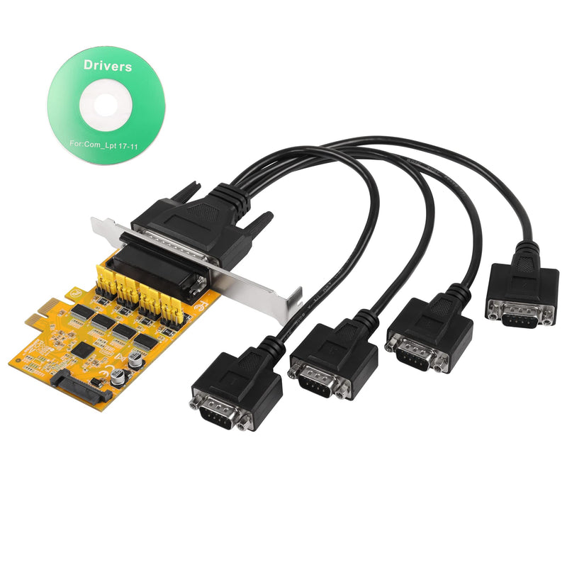  [AUSTRALIA] - CERRXIAN PCIE to 4 Port RS232 Expansion Card,DB9 Dual Channel PCIe X1 AX99100 Expansion Card for Desktop PC,with 4 Port External Cable