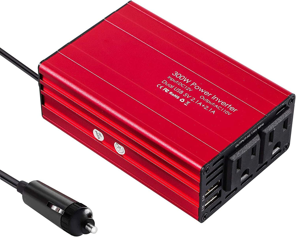  [AUSTRALIA] - 300W Power Inverter Modified Sine Wave Converter for Home Car RV with AC Outlets Converter DC 12V in to AC 110V Out Claret