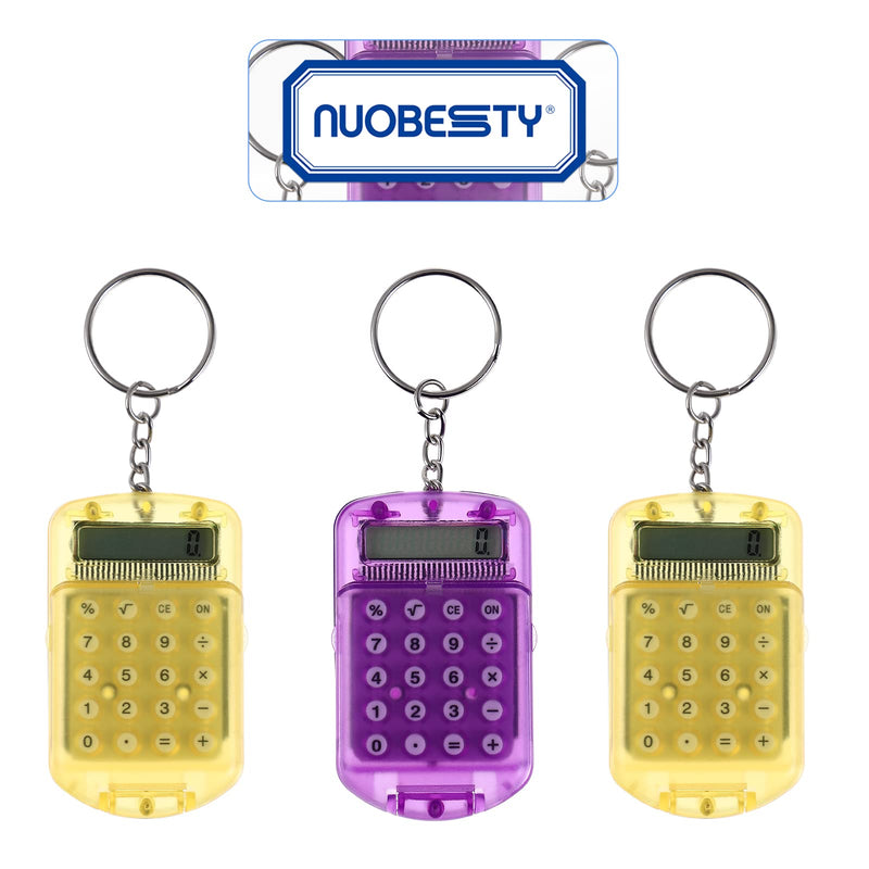  [AUSTRALIA] - NUOBESTY 3pcs Pocket Calculator Key Ring Tiny Small Portable Mini Electronic Calculator for Kids Home Students School (Random Color)