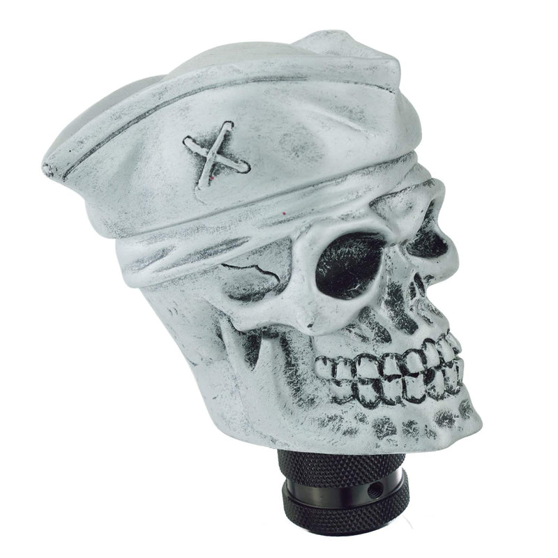  [AUSTRALIA] - Thruifo Car Gear Stick Lever Shifter, Skull MT Shift Knob with Tricorne for Most Automatic Manual Vehicles, Silver