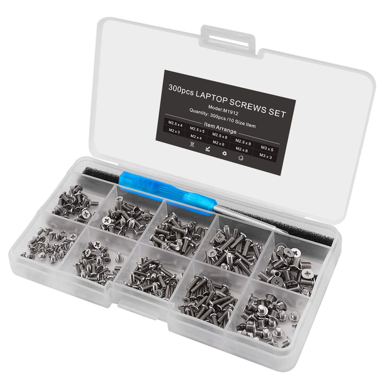  [AUSTRALIA] - Mcsher 300pcs Laptop Notebook Screws Kit Set for HP Dell Lenovo Samsung Sony Toshiba Gateway - Silver