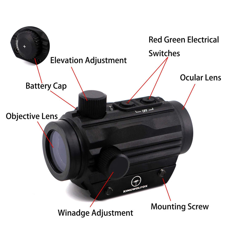  [AUSTRALIA] - 1x22mm 5 MOA Red Green Dot Sight, Holographic Tactical with Circle Dot Micro Rifle Scope Fast Switching Between Red and Green Dots Fits 20mm Picatinny Rail Mount