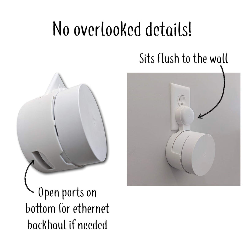 Google WiFi Outlet Holder Mount: [New 2020 – Present Version – Round Plug] The Simplest Wall Mount Holder Stand Bracket for Google WiFi Routers and Beacons - No Messy Screws! (1-Pack) White (1-Pack) - LeoForward Australia