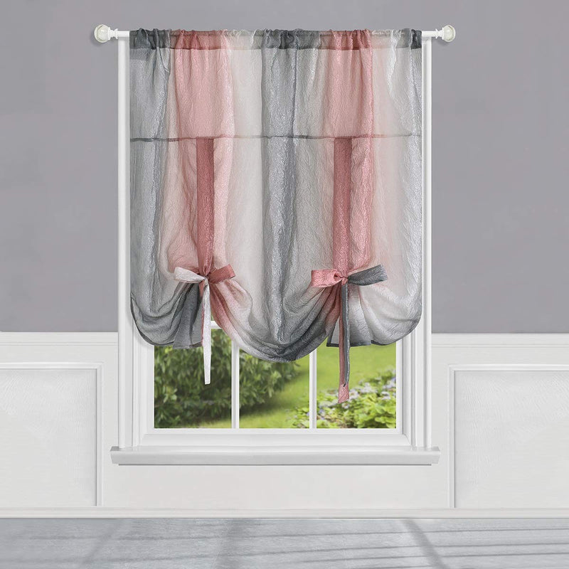  [AUSTRALIA] - Ben&Jonah Simple Elegance Ombre Window Curtain Tie Up Shade 50" W x 63" L - Blush
