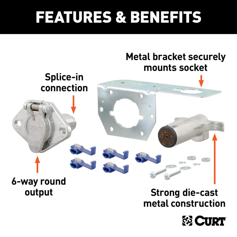  [AUSTRALIA] - CURT 58093 Vehicle-Side and Trailer-Side 6-Pin Round Wiring Harness Connectors