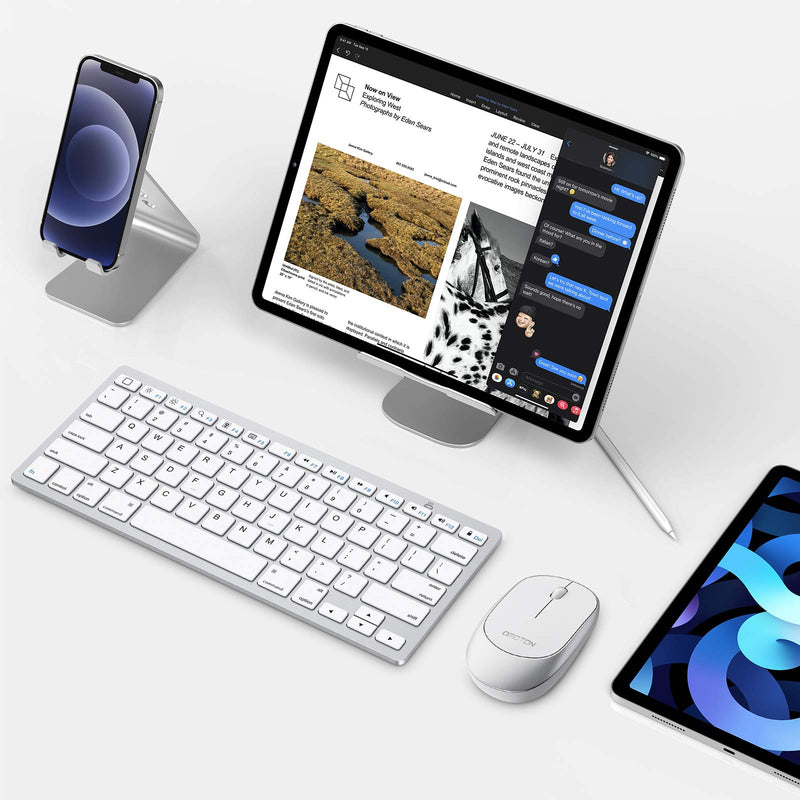  [AUSTRALIA] - OMOTON iPad Keyboard and Mouse Combo, Wireless Bluetooth Keyboard Mouse for iPad Pro 12.9/11, iPad 8th/7th Gen, iPad Air 4, All iPad (iPadOS 13 and Above), and Other Bluetooth Enabled Devices, White