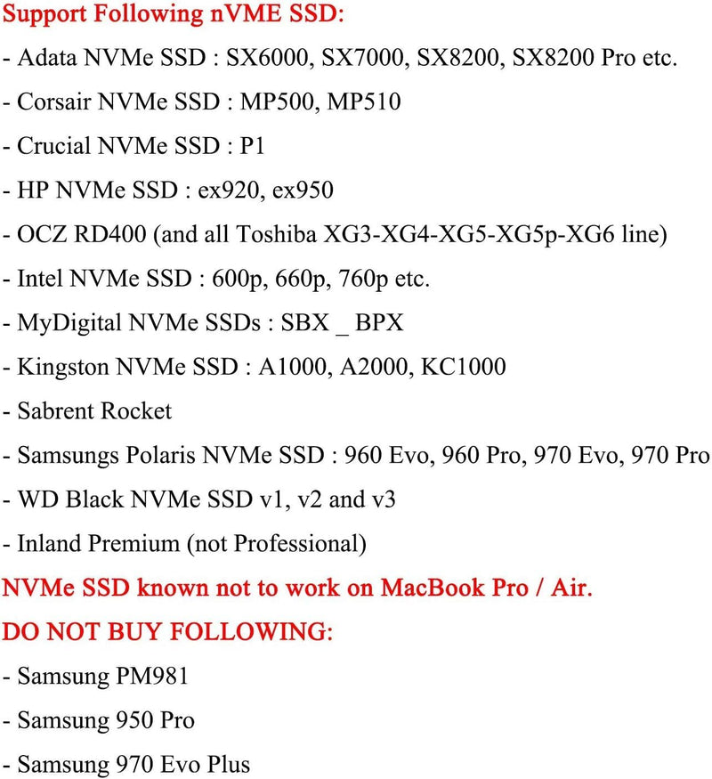  [AUSTRALIA] - Dogfish M.2 NVME PCIe 3.0 SSD Convert Adapter for MacBook Air Pro Retina Mid 2013 2014 2015 2016 2017, NVME/AHCI SSD Upgraded Kit for A1465 A1466 A1398 A1502