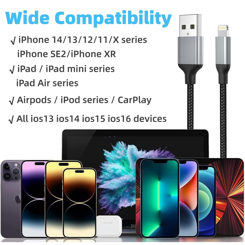  [AUSTRALIA] - 2 FT iPhone Charging Cable, 2 Pack [MFi Certified] USB to Lightning Cable 2ft for Car Fast Charging Braided Short iPhone Cord Compatible with Apple iPhone 14/13/12/11Pro/X/XR/8/7/6s/Plus/SE/iPad 2 FT