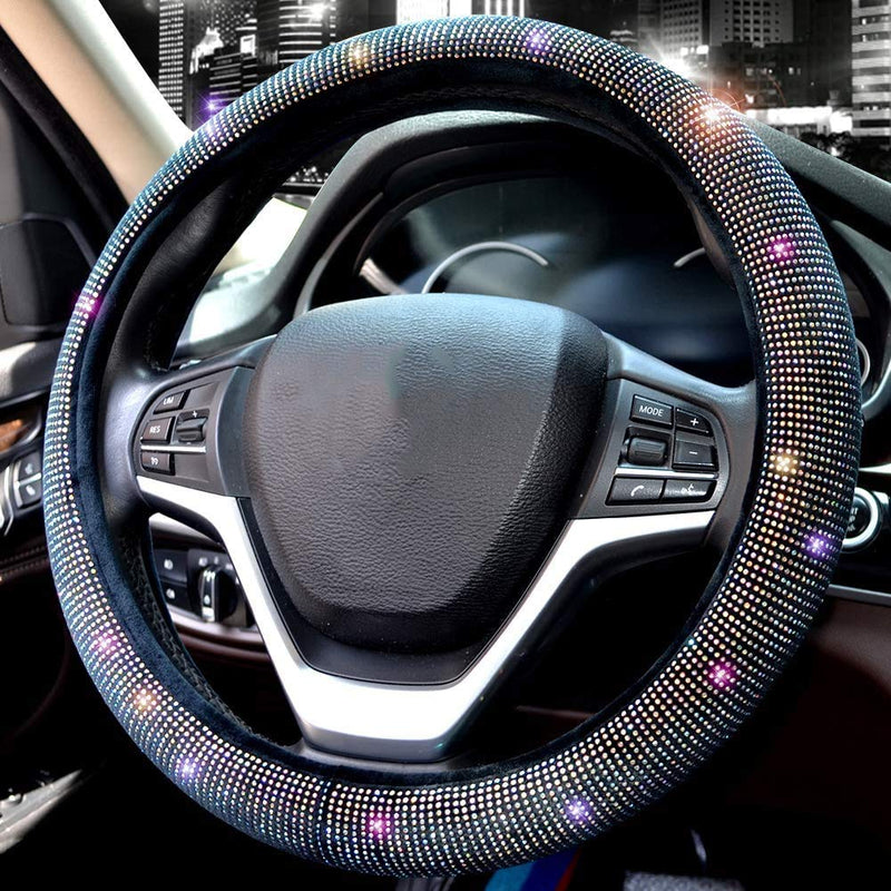Valleycomfy Steering Wheel Cover for Women Bling Bling Crystal Diamond Sparkling Car SUV Wheel Protector Universal Fit 15 Inch (Black with Colorful Diamond,Standard Size(14" 1/2-15" 1/4)) Black with Colorful Diamond Standard Size(14"1/2-15"1/4) - LeoForward Australia
