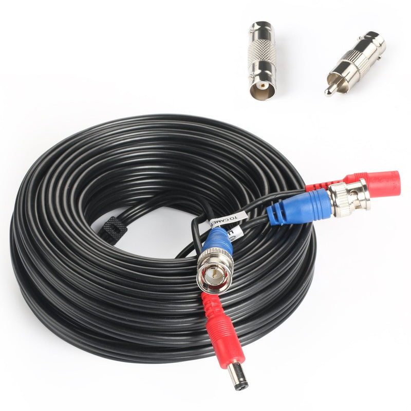  [AUSTRALIA] - SHD 50Feet BNC Vedio Power Cable Pre-Made Al-in-One Camera Video BNC Cable Wire Cord for Surveillance CCTV Security System with Connectors(BNC Female and BNC to RCA)