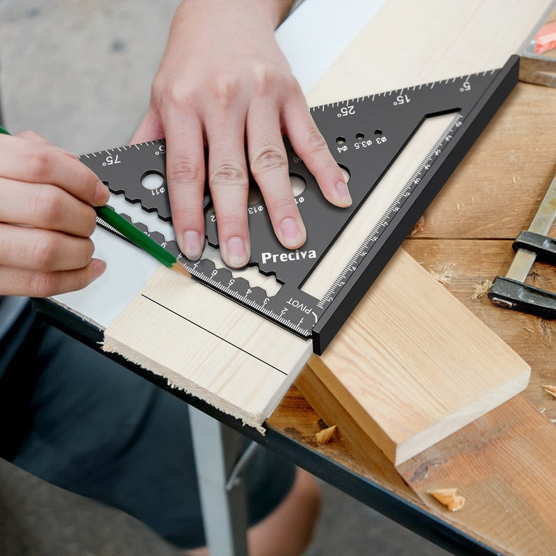  [AUSTRALIA] - Carpenter's square, multifunctional stop square, metal, aluminum ruler, angle guide, 18 cm, carpenter's square, carpenter's square, protractor, stop square, 45 and 90 degree angle, marking ruler