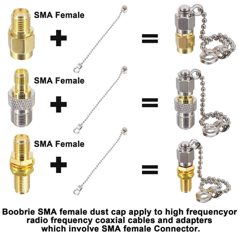  [AUSTRALIA] - BOOBRIE 5PCS RF Connector Accessories Protective Cover SMA Dust Cap SMA Coax Cap Have Chain for SMA Female Jack Adapter Connector Nickel-Plated 5-Pack