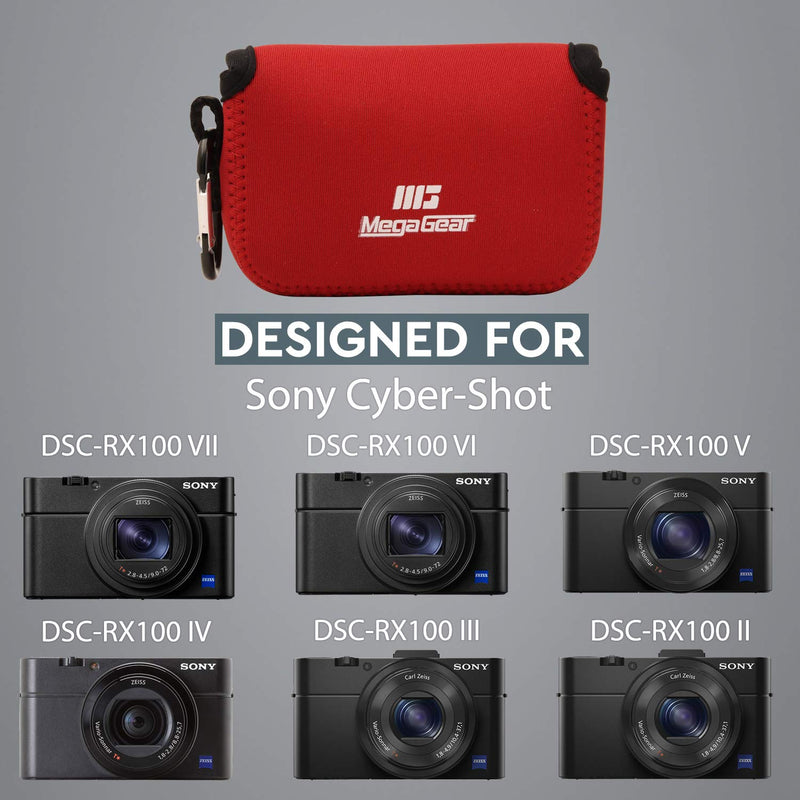  [AUSTRALIA] - MegaGear MG086 Sony Cyber-shot DSC-RX100 VII, Cyber-shot DSC-RX100 VI, DSC-RX100 V, DSC-RX100 IV, DSC-RX100 III, DSC-RX100 II Ultra Light Neoprene Camera Case - Red