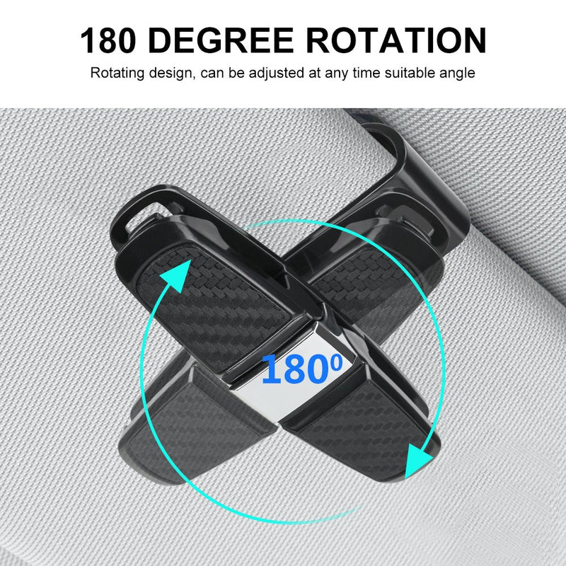  [AUSTRALIA] - Komake Glasses Holder for Car Sun Visor, 2 Pack Sunglasses Holder Clip Hanger Eyeglasses Mount for Car, Double-Ends Clip and 180° Rotational Car Glasses Holder with Ticket Card Clip