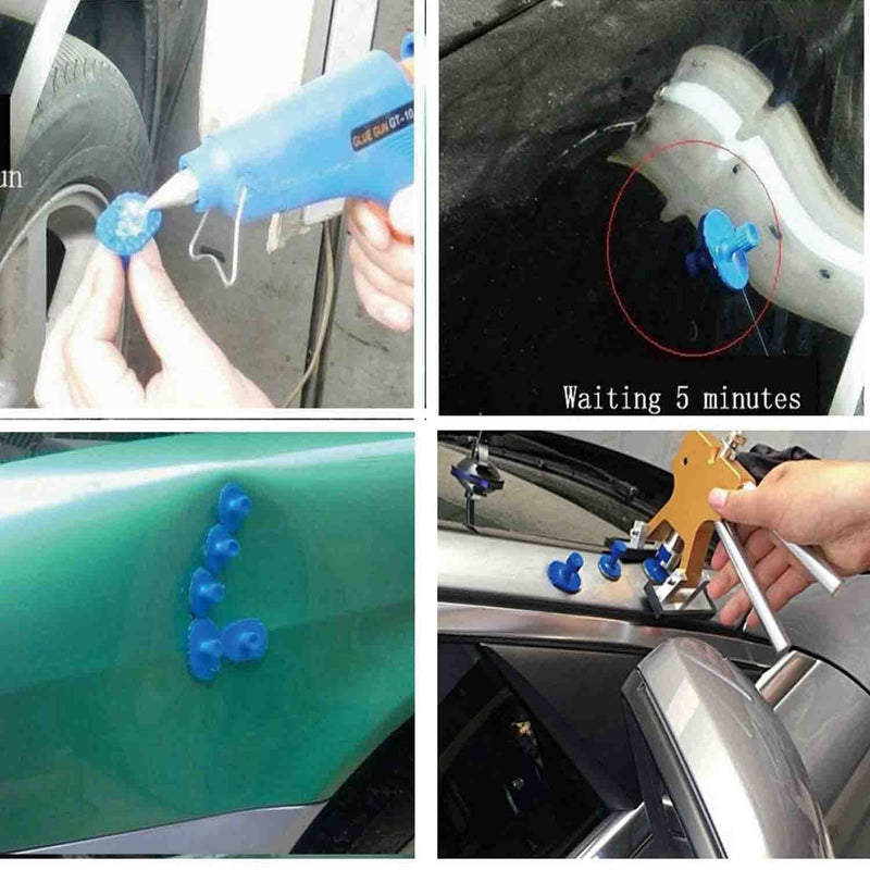  [AUSTRALIA] - AMTION Paintless Dent Repair 25Pcs AUTO Paintless Dent Repair Puller Kits Glue Puller Blue Dent Lifter Slide Hammer Pro Tabs Suction Cup Different