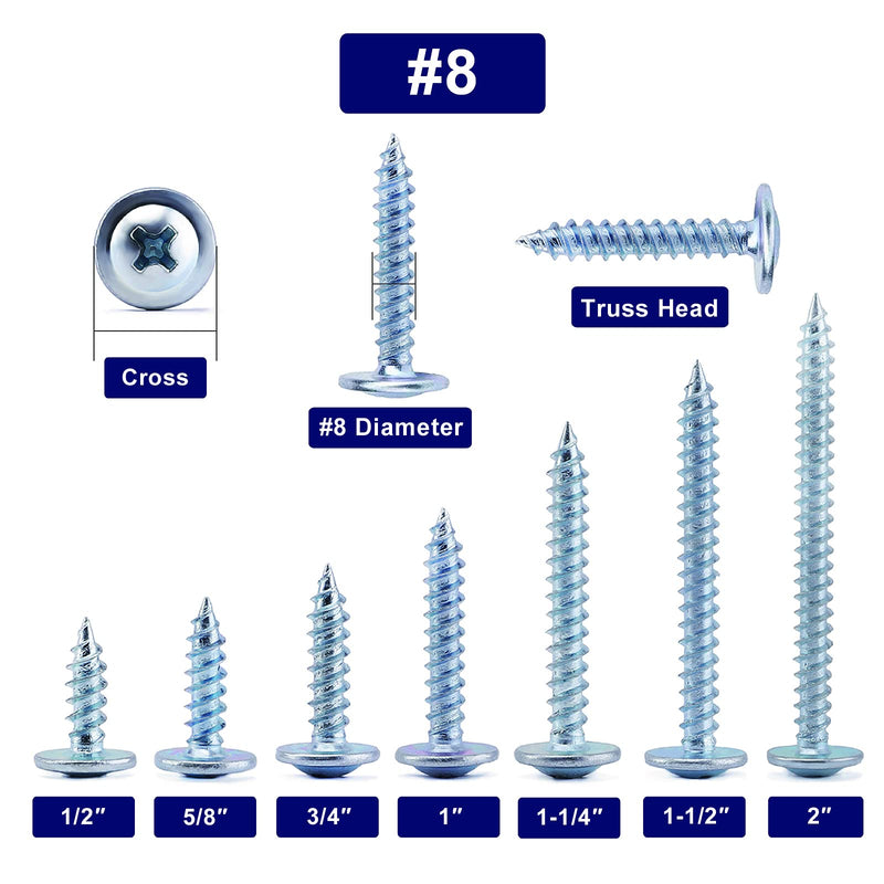  [AUSTRALIA] - #8 x 1/2" Wood Screw 100Pcs Alloy Steel Standard Thread Truss Head Fast Self Tapping by SG TZH 100 #8 x 1/2"