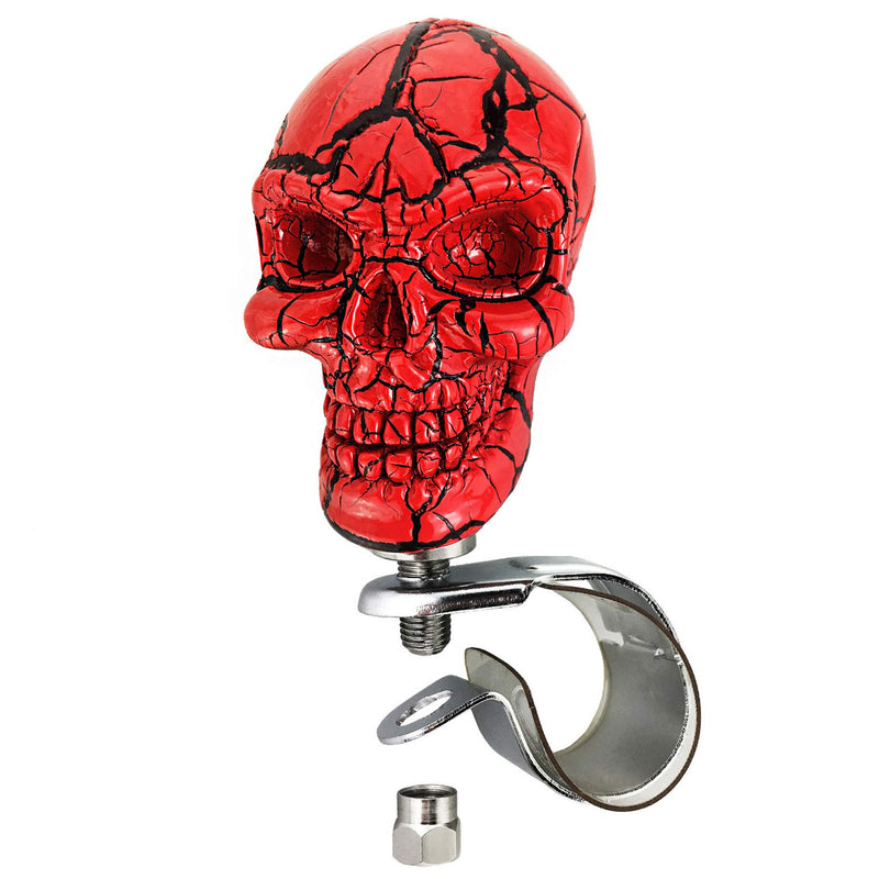  [AUSTRALIA] - Arenbel Car Driving Spinner Skull Head Suicide Grip Knob with Small Teeth for Most Manual Automatic Vehicles Trucks Boats Tractors, Red