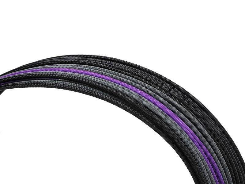  [AUSTRALIA] - FormulaMod Sleeve Extension Power Supply Cable Kit 18AWG ATX 24P+ EPS 8-P+PCI-E8-P with Combs for PSU to Motherboard/GPU Fm-NCK3 (Black Grey Purple) Black Grey Purple