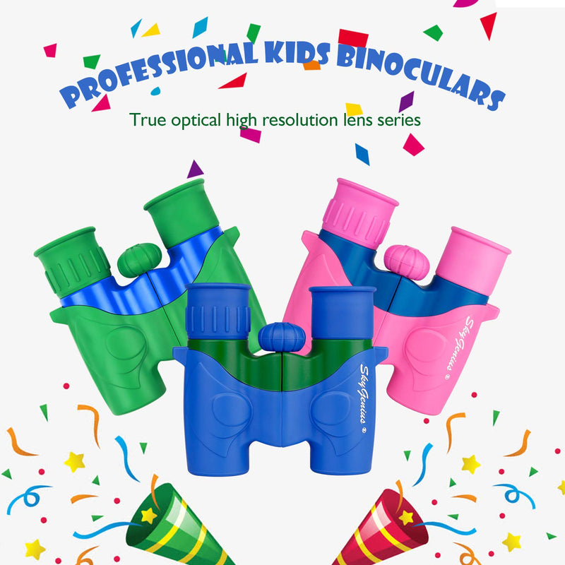  [AUSTRALIA] - SkyGenius Binoculars for Kids, Mini Binoculars for Children, Real Optics High Resolution Kids Binoculars Boys, Small Compact Binocular for Bird Watching Outdoor Sports Event - Blue 8X21Blue