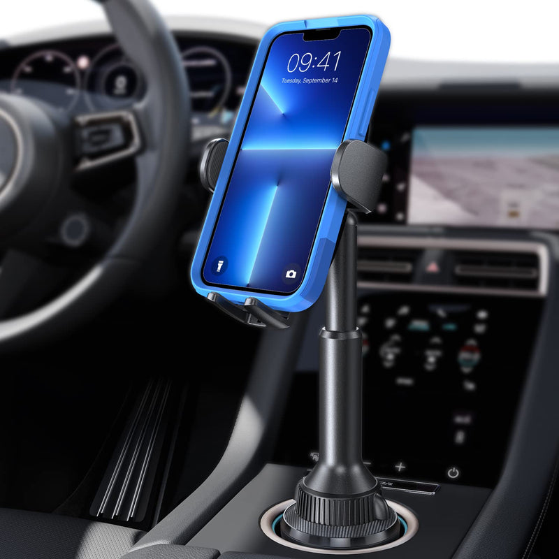  [AUSTRALIA] - LISEN Cup Holder Phone Mount Holder No Shaking Cup Phone Holder for Car Rock Solid Car Phone Holder Mount for Cars, Trucks, SUVs etc, Compatible with iPhone 14 13 Plus Pro Max Samsung All 4-7'' Phones Black