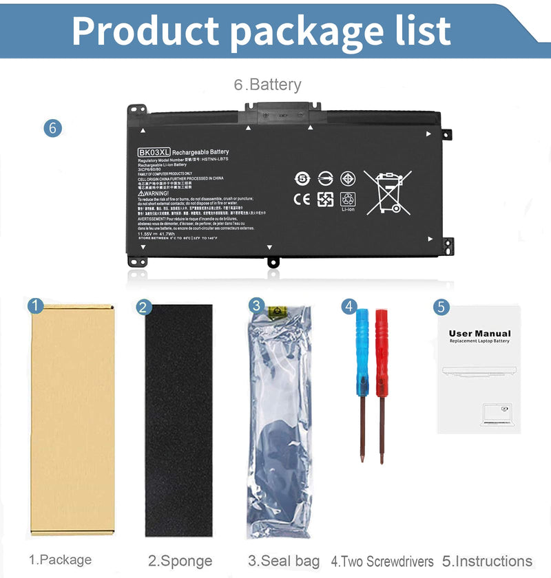  [AUSTRALIA] - BK03XL 916811-855 Battery for HP Pavilion X360 14-ba0xx 14-ba1xx 14m-ba0xx 14m-ba1xx 14-ba253cl 14m-ba011dx 14m-ba013dx 14m-ba114dx 14m-ba015dx 14-ba125cl 14-ba153cl 14-ba051cl 14-ba175nr 916812-855