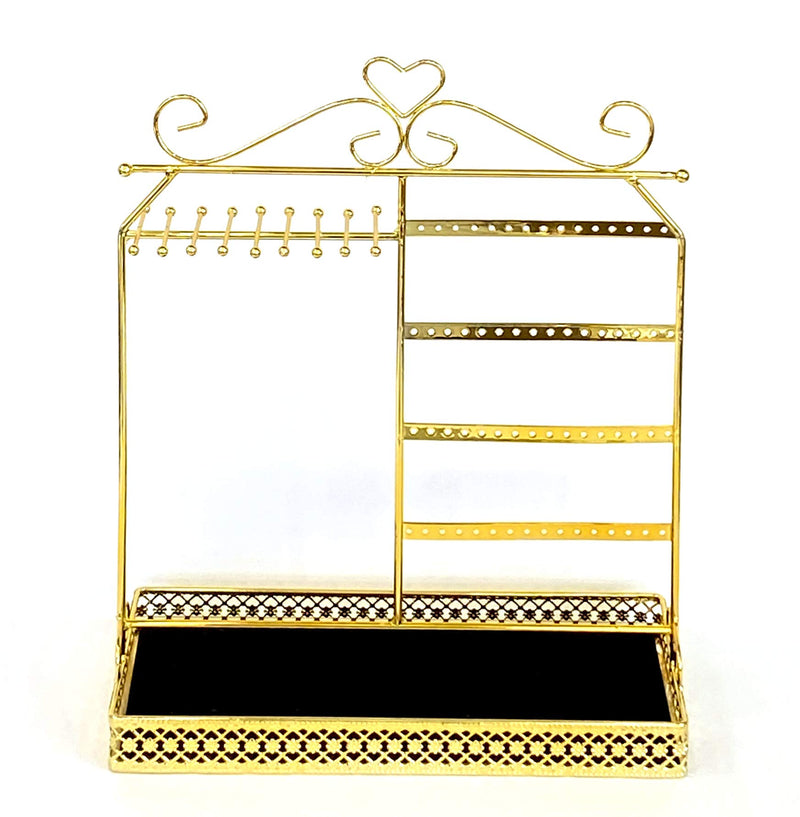  [AUSTRALIA] - Adorox Gold Earring Holder Jewelry Organizer Necklace Hanger Wall Stand Rack Black Classic Display