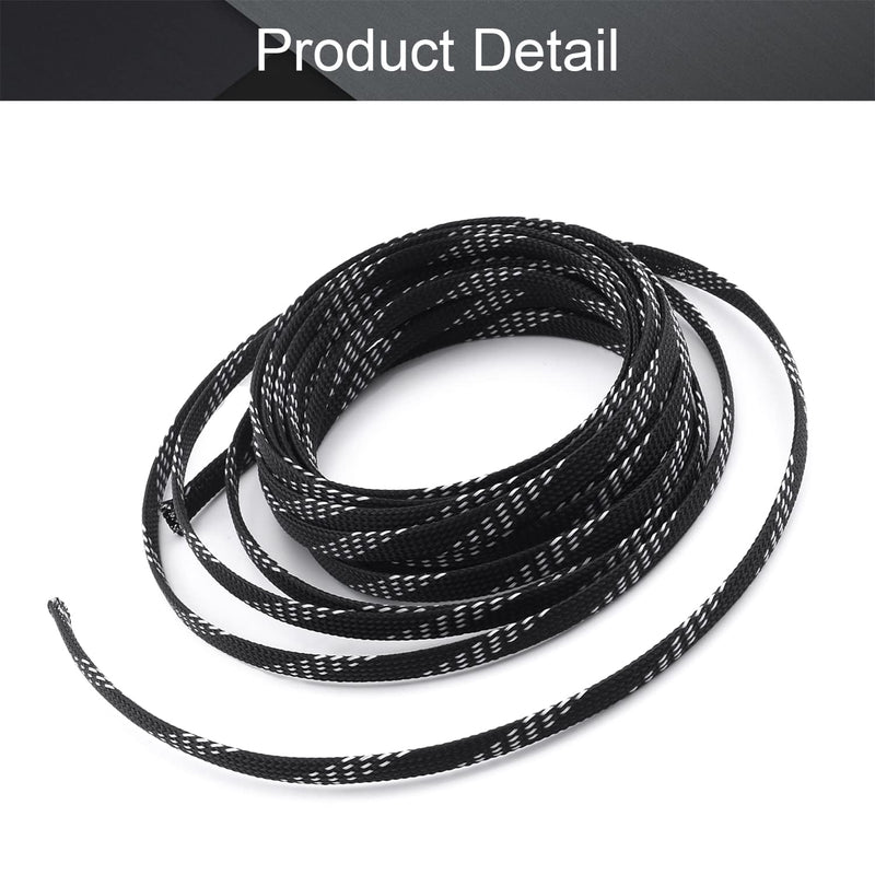  [AUSTRALIA] - Othmro 5m/16.4ft PET Expandable Braid Cable Sleeving Flexible Wire Mesh Sleeve Black and White 8mm*5m