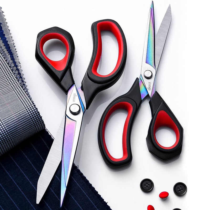  [AUSTRALIA] - LIVINGO Premium Tailor Scissors Heavy Duty Multi-Purpose Titanium Coating Forged Stainless Steel Sewing Fabric Leather Dressmaking Comfort Grip Shears Professional Crafting (8.5 INCH) Black/Red 8.5"