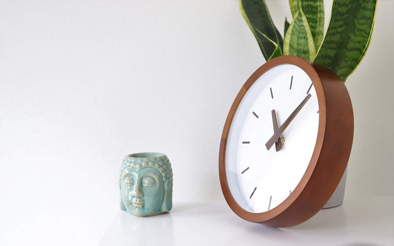 Driini Modern Mid Century Wood Analog Wall Clock (9") - Battery Operated with Silent Sweep Movement - Small Decorative Wooden Clocks for Bedrooms, Bathroom, Kitchen, Living Room, or Office 9" - LeoForward Australia