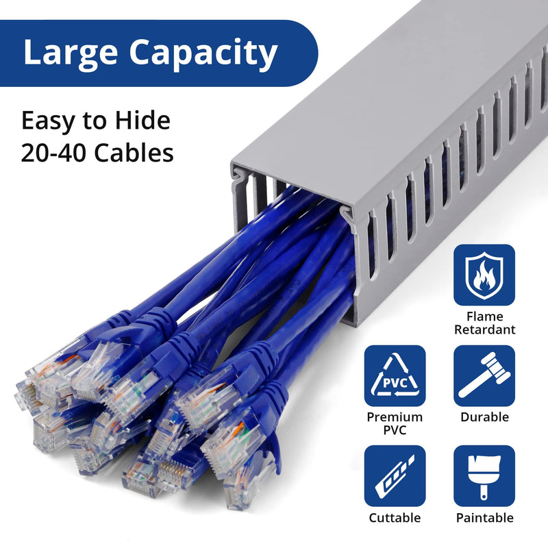  [AUSTRALIA] - ZhiYo Professional Server Rack Cable Management Raceway 6.4ft(2 x L3.2ft) & TV Cord Cover, 36 inch Bundle