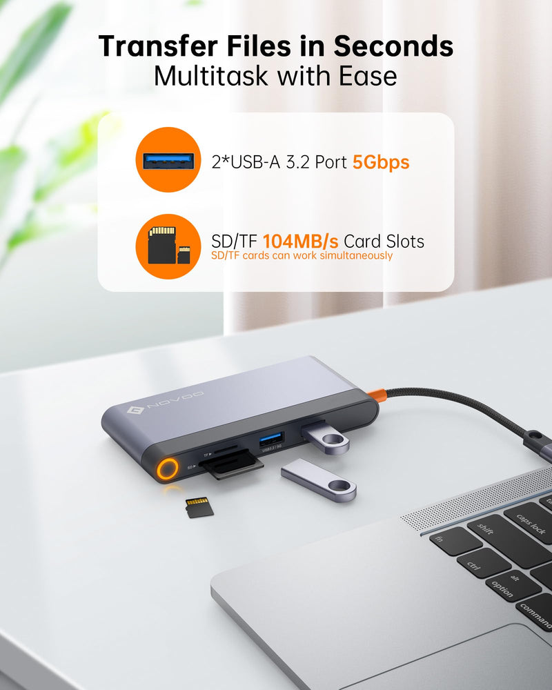  [AUSTRALIA] - USB C Docking Station Dual Monitor 2 HDMI(4K @60Hz) Laptop Hub Multiport Adapter with 2 USB3.2, Ethernet, 100W PD, SD TF USB C Hub for MacBook Pro Lenovo Dell HP Surface Steam Deck with USB-C(DP Alt)