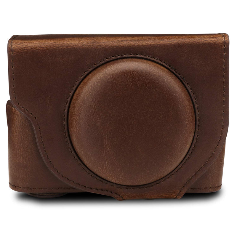  [AUSTRALIA] - MegaGear Ever Ready Leather Camera Case Compatible with Sony Cyber-Shot DSC-RX100 VII Dark Brown