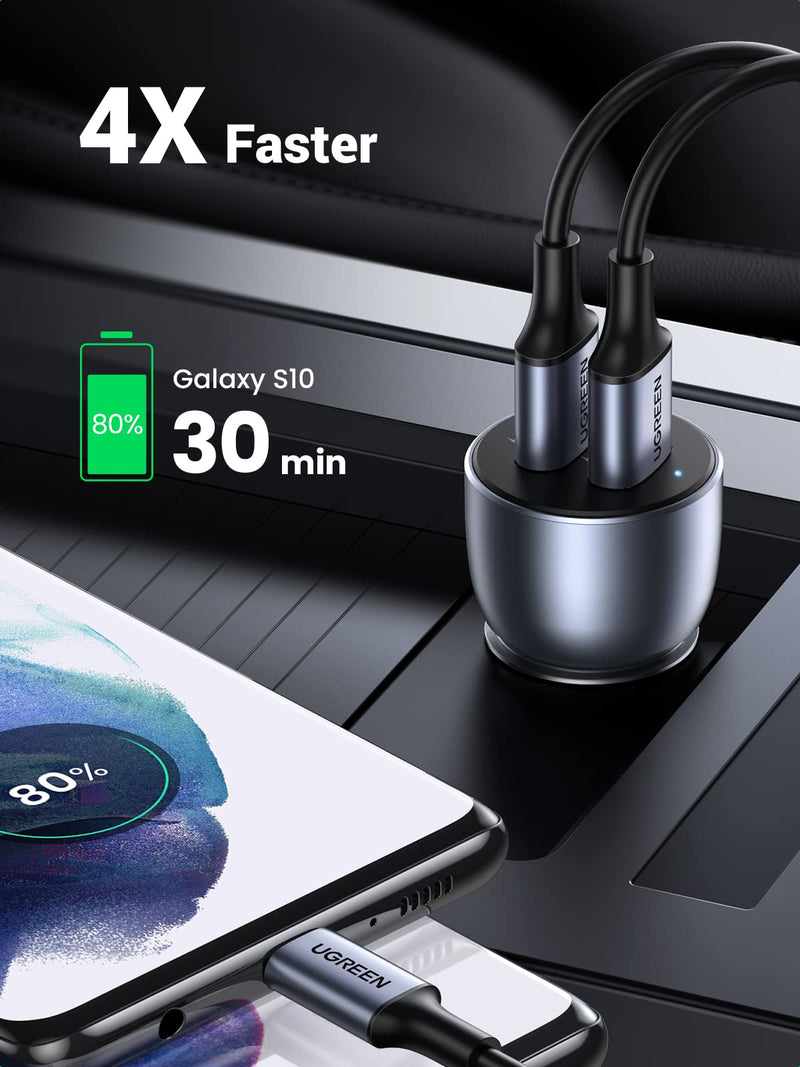  [AUSTRALIA] - UGREEN USB Car Charger Adapter 36W - Dual USB Car Charger Fast Charging, Cigarette Lighter Adapter Compatible with iPhone 14/13/12/11/SE/XR/X/XS, Galaxy S22/S21/S20/S10/Note 20, Pixel 5/4/3