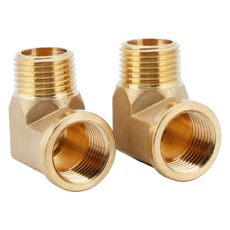  [AUSTRALIA] - U.S. Solid 2pcs 90 Degree Barstock Street Elbow Brass Pipe Fitting 1/2" NPT Male Pipe to 1/2" NPT Female 1/2" NPT Male x 1/2" NPT Female