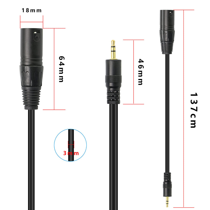  [AUSTRALIA] - XMSJSIY 3.5mm to XLR Stereo Cable 1/8 TRS to 2 XLR Male Y Splitter Adapter Interconnect Audio Microphone Breakout Patch Cord for Studio Monitor Speakers, Laptop, DMX Adapter -1pcs